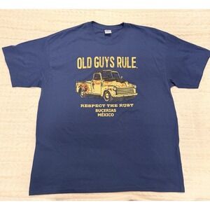 Old Guys Rule Respect The Rust T-Shirt Men XXL Navy BlueCotton